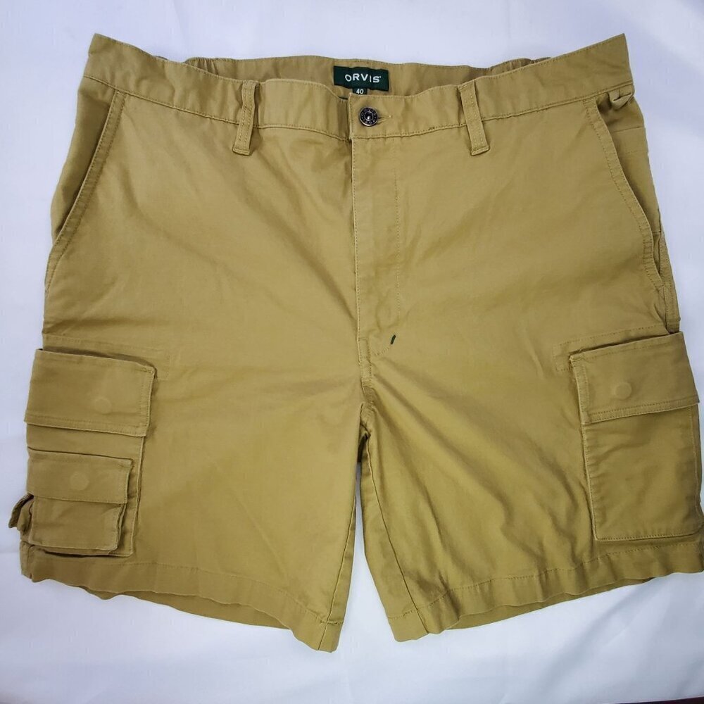 Orvis Shorts Mens 40 Brown Tech Cargo Performance Outdoor Nylon Stretch Waist
